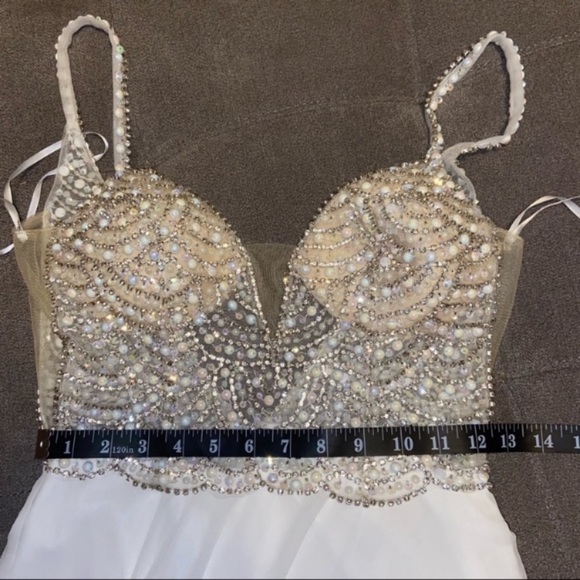 NWOT Lulus Luxe True Love White Beaded Rhinestone Maxi Dress - Picture 12 of 13